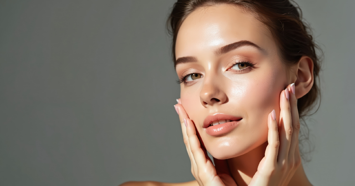 Woman showing radiant, glowing skin after AquaGold Facial treatment in Erie, CO
